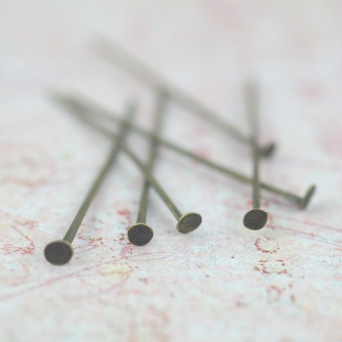 SZPILKI Z PŁASKĄ GŁÓWKĄ 35 mm -STARE ZŁOTO 30szt.