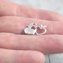 ZAWIESZKA DWA SERCA SREBRNA