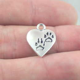 ZAWIESZKA SREBRNA SERCE+ŚLAD ŁAPY