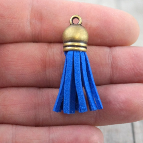 CHWOST-ZAWIESZKA ZAMSZOWA Z METALOWĄ KOŃCÓWKĄ W KOLORZE STAREGO ZŁOTA