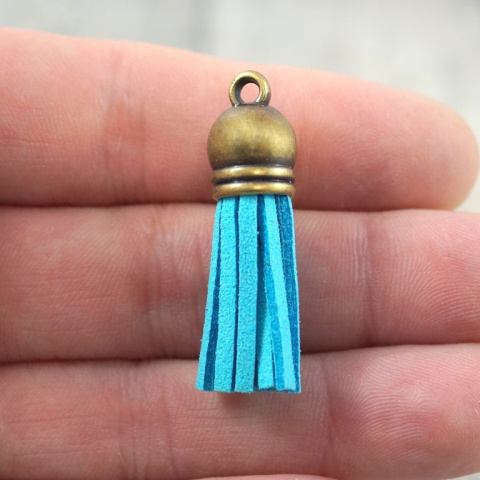 CHWOST-ZAWIESZKA ZAMSZOWA Z METALOWĄ KOŃCÓWKĄ W KOLORZE STAREGO ZŁOTA