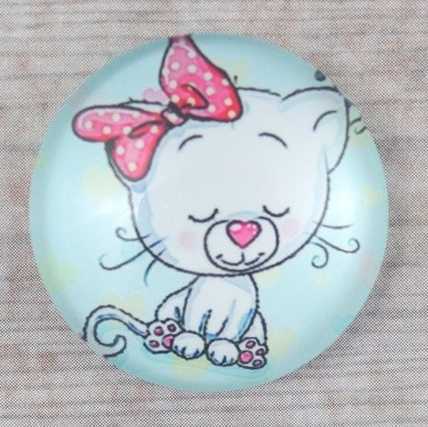 KABOSZON SZKLANY KOTKA Z KOKARDKĄ 16 mm