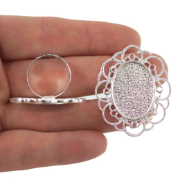 BAZA PIERŚCIONKA OWALNA W KOLORZE SREBRNYM