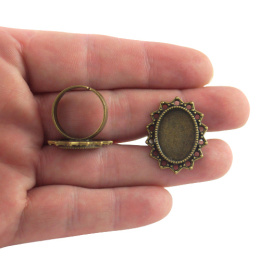 BAZA PIERŚCIONKA OWALNA W KOLORZE STAREGO ZŁOTA