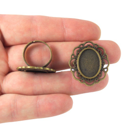 BAZA PIERŚCIONKA OWALNA W KOLORZE STAREGO ZŁOTA