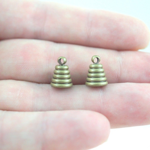 KOŃCÓWKI DO SZNURKA STARE ZŁOTO STOŻEK 2 szt.