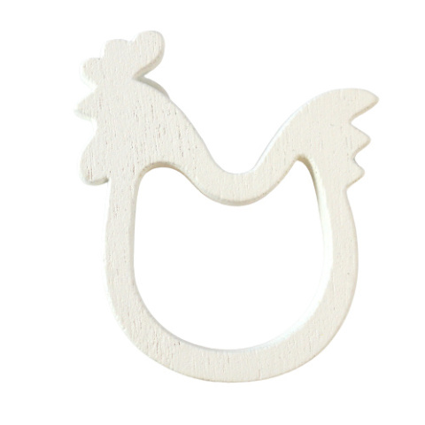 DREWNIANA OZDOBA KOGUCIK AŻUROWY BIAŁY