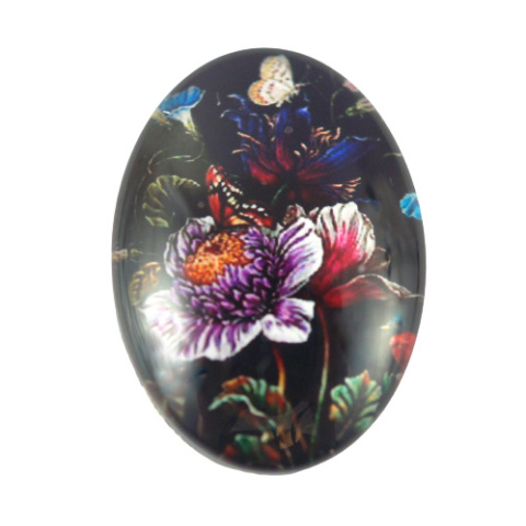 KABOSZON SZKLANY OWALNY KWIAT 18x25 mm.