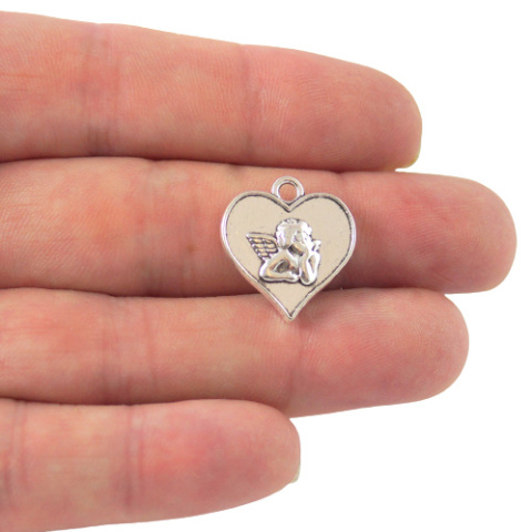ZAWIESZKA SREBRNA SERCE ANIOŁEK