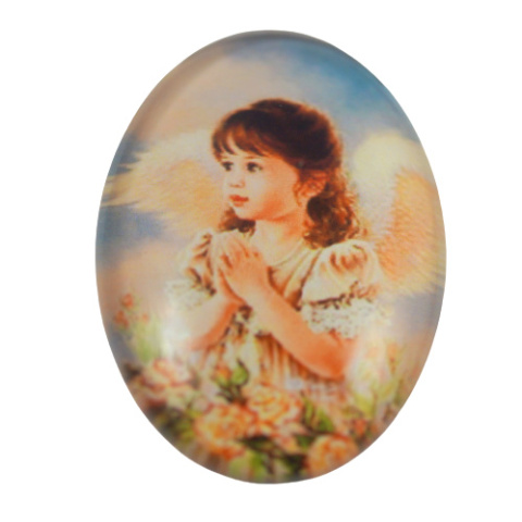 KABOSZON SZKLANY OWALNY ANIOŁEK18x25 mm.