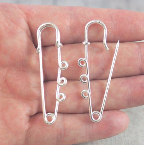 BAZA BROSZKI AGRAFKA SREBRNA 50 mm 3 otwory.