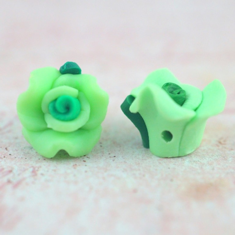 KORALIK FIMO- KWIATEK RÓŻA ZIELONA