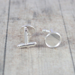 BAZA SPINEK DO MANKIETÓW NA KABOSZON 14 mm SREBRNA